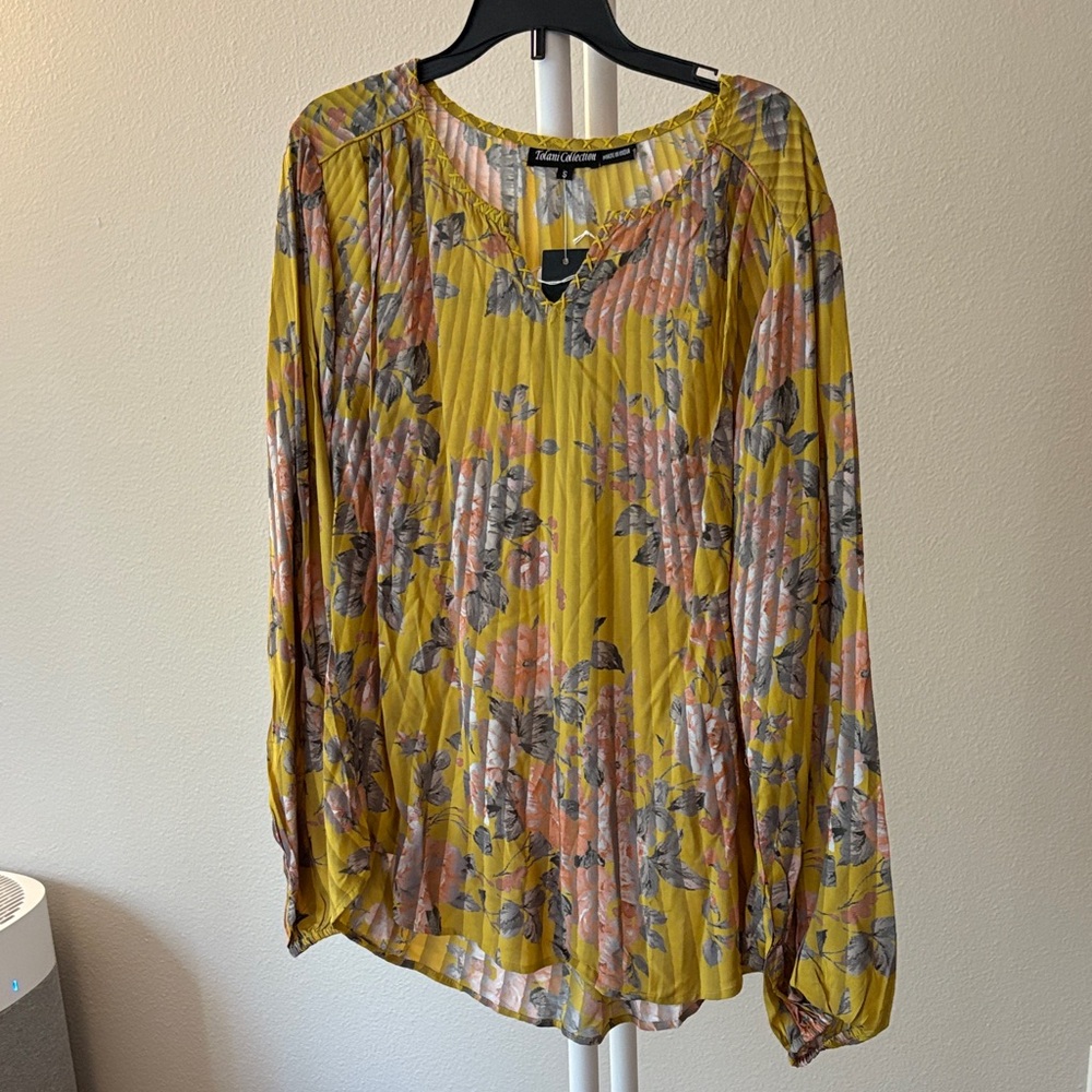 Tolani Women's Floral Blouse - Yellow and Pink